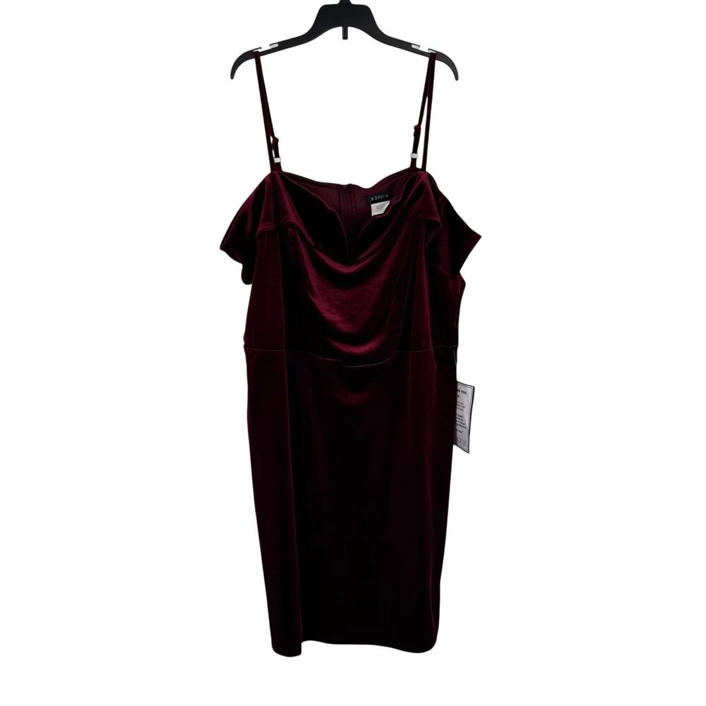 B. Darlin Juniors 22W Burgundy Social Sleeveless Velvet Mini Dress NWT